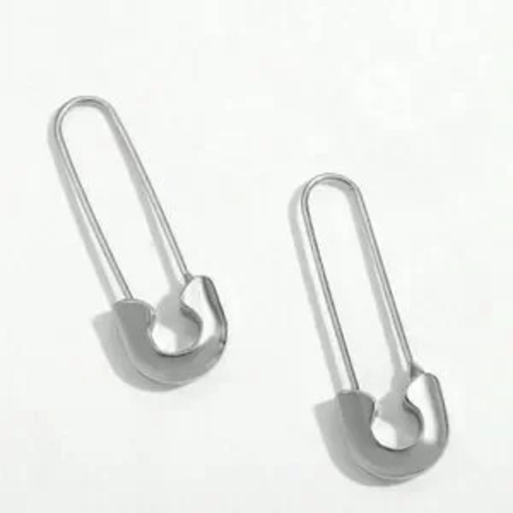 Silver Safety Pin Earrings N1342